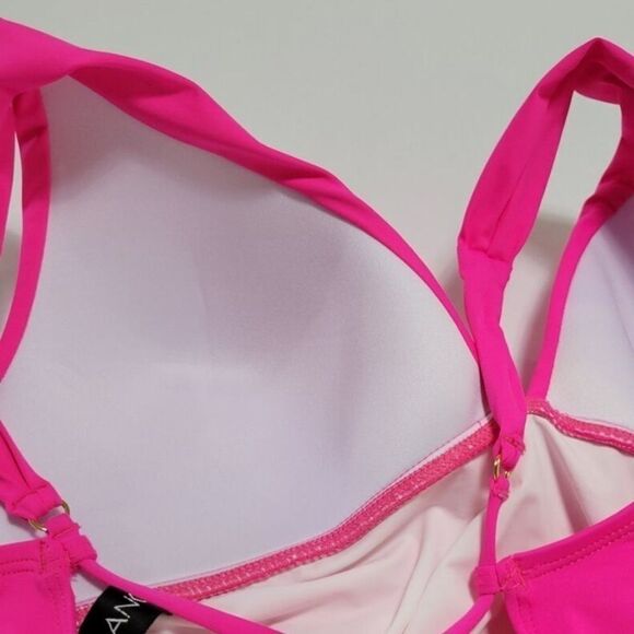 LA BLANCA Goddess Over-The-Shoulder Twist-Front Tankini Top, swimwear 6 pop pink - Picture 6 of 13